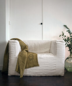 Fauteuil en lin craie CUB SLOW