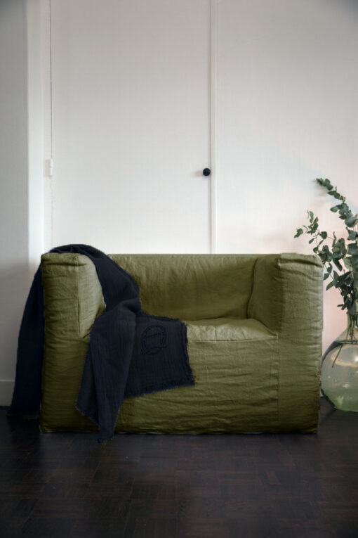 Fauteuil en lin kaki CUB SLOW