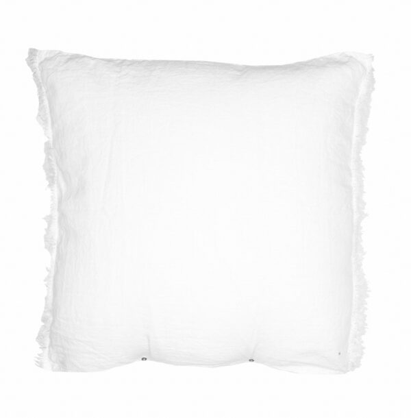 HUG FRANGÉ - Blanc - Linen Fringed Cushion - 80x80cm (Cushioning Included)
