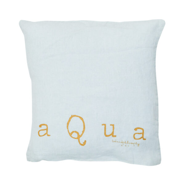 MOLLY - Aqua – Silkscreened Cushion – 35x35cm (Cushioning Included)