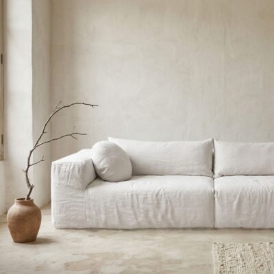 Canapé en lin 4 places SLOW FAMILY White