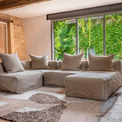 Canapé en lin modulable : ligne URBAN revêtement grosse trame