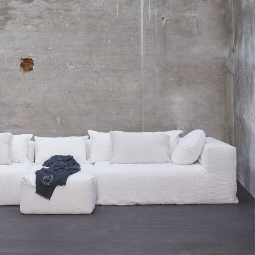 Canapé SLOW DEMI FAMILY et méridienne SLOW CHILL- DAYBED en lin blanc