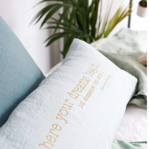 Screen-printed cushion 30x70 cm - SMOOTHIE Khaki - "cadeau"