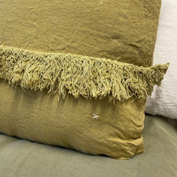 ARTY - Kaki - Fringed Cushion - 35x35cm (Cushioning included)