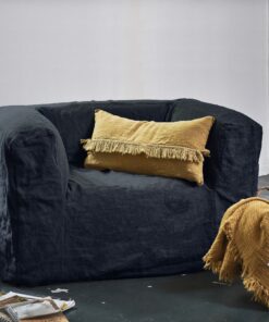 Fauteuil en lin bleu nuit