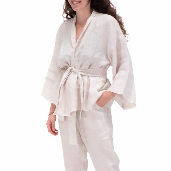 ANTOINE – Plume - Short Linen Kimono changing - One size fits all