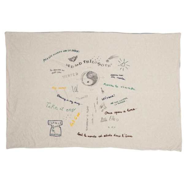 LOL – Gris Chiné – Plaid Embroidered Message – 100x140cm