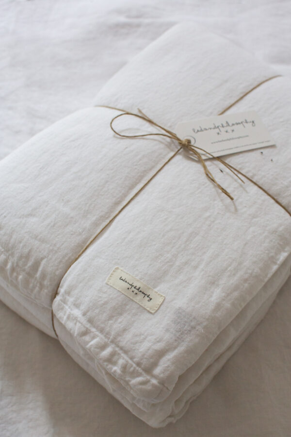LINO - Blanc - Washed Linen Fitted Sheet – 160x200cm