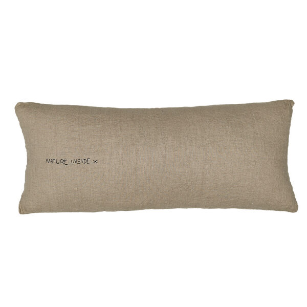 SMOOTHIE - NATURE INSIDE - Naturel – Embroidered Linen Cushion – 30x70cm (Cushioning Included)