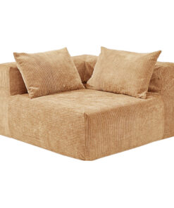 Canapé d'angle modulable en velours côtelé - Modèle SLOW COIN, coloris Sand