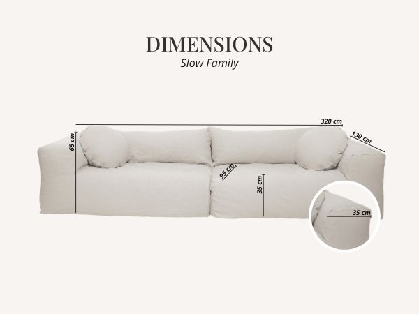 Canapé ligne SLOW, module FAMILY dimensions