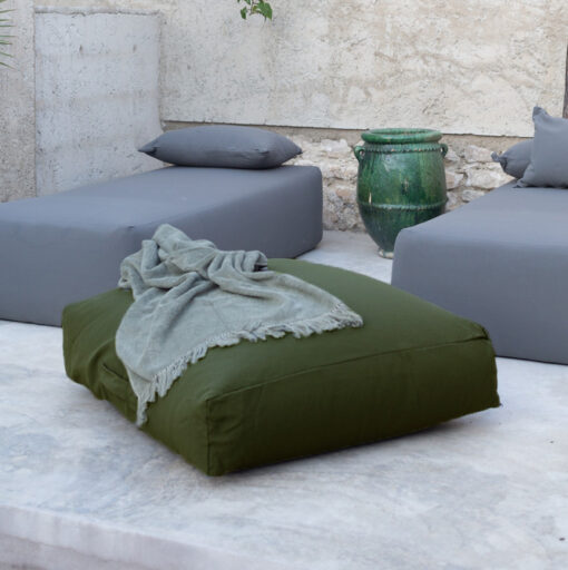 Coussin de sol extérieur olive FLAT