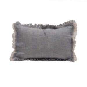 Coussin double gaze de lin galet