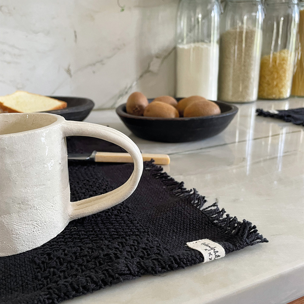 Set de table crochet crop noir