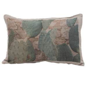 Coussin en lin sérigraphié, modèle NATURE INSIDE Coloris Cactus