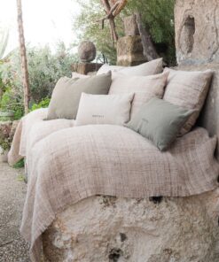 Plaid en chanvre CHALK et coussin extérieur POETRY Sable