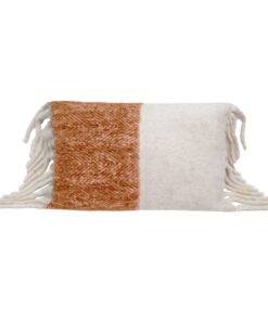 Coussin en laine bicolore blanc et biscuit