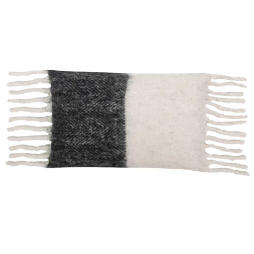 coussin en laine bicolore VAN noir SNOW fiche produit packshot 1