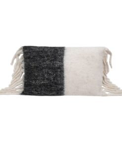 Coussin en laine bicolore noir et blanc