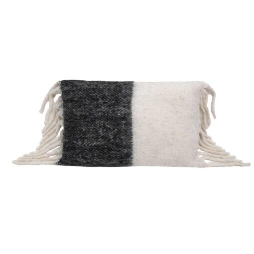 Coussin en laine bicolore noir et blanc