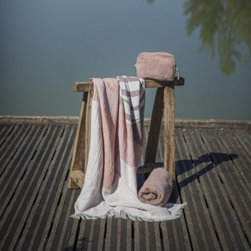 Fouta de plage en coton recyclé, TEXAS, coloris soleil levant