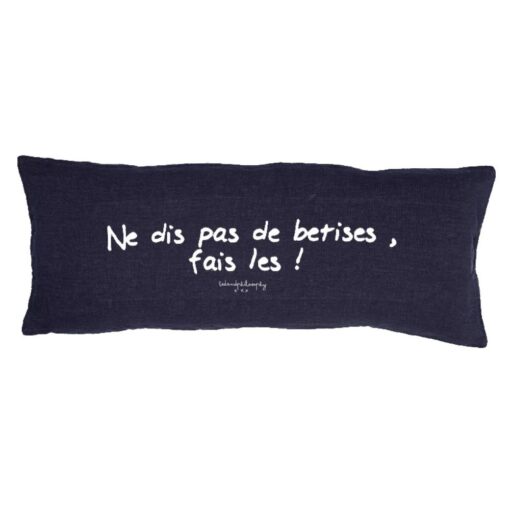 Coussin à message "Ne dis pas de bêtises, fais les !" SMOOTHIE Coloris Charbon