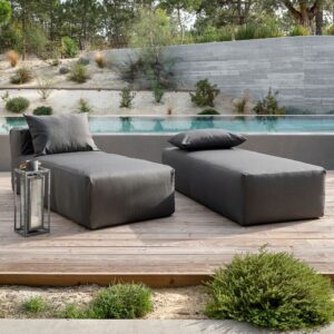 Banquettes d'extérieur noires : CHILL et DAYBED OUTDOOR coloris Onyx