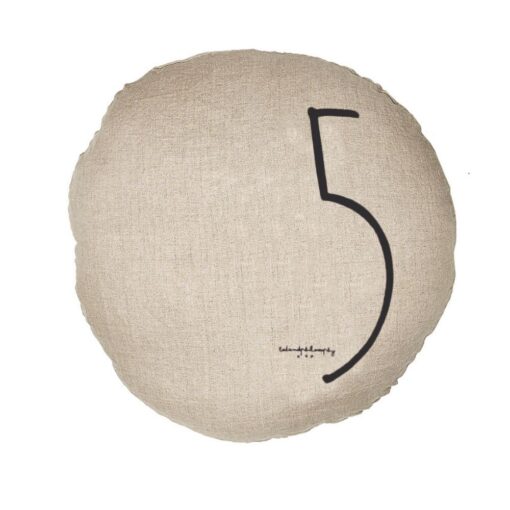 Gros coussin rond en lin naturel numéro 5