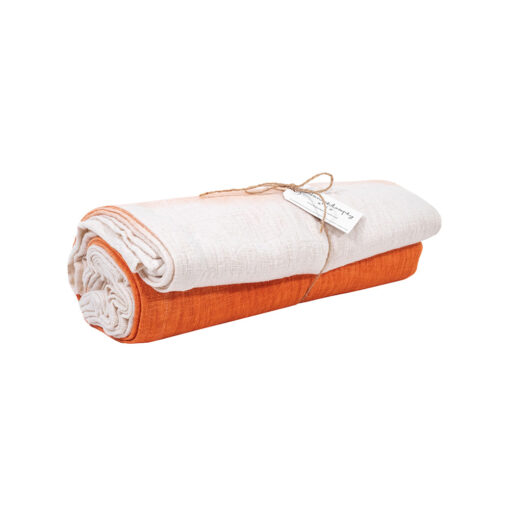 Nappe TARA TAFFY TANDORI - serviette TATIN coloris mandarine packshot