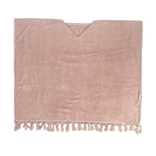 Poncho en éponge taille unique : modèle URSULE, coloris Vieux rose