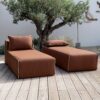 Canapé d'extérieur méridienne CHILL et banquette DAYBED une place en coloris Chocolate