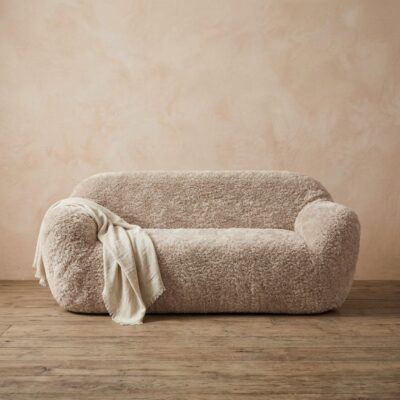 Canapé 3 places en fausse fourrure CLUB3 Écru