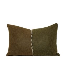 Coussin en coton flammé 40x60 - Modèle ESPRESSO, bicolore Bronze/Kaki