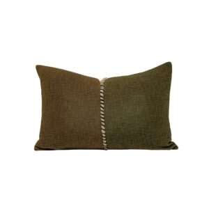 Coussin en coton flammé 40x60 - Modèle ESPRESSO, bicolore Bronze/Kaki