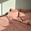 Linge de lit en lin et coton - Modèles DOLLAR, DONA, DOLBY, coloris Rosebud
