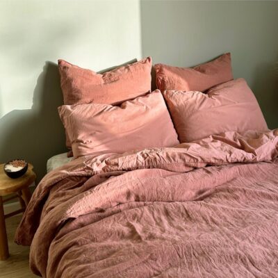 Linge de lit en lin et coton, coloris ROSEBUD