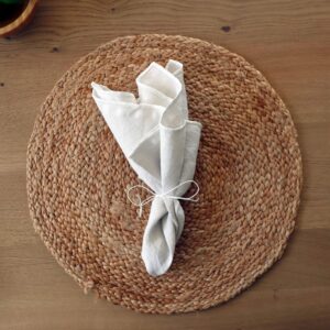 Lot de 4 serviettes de table en lin finition bourdon - SUSIE Plume