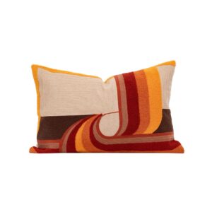 Coussin en coton brodé- Modèle COSMO, coloris Cayenne- thème ART