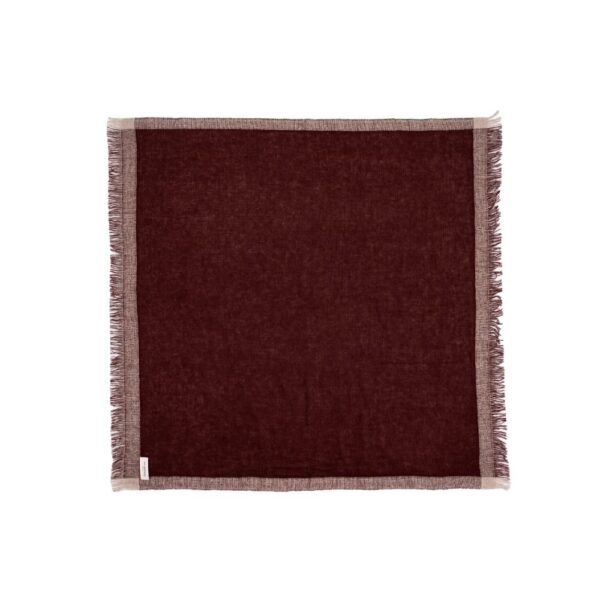 Carré en laine déplié- Modèle MANOLLO , coloris Bordeaux/ Beige