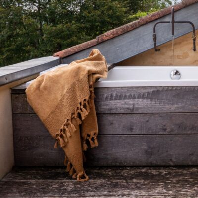 Serviette de bain en éponge ULYSSE Miel