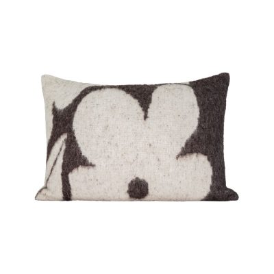 coussin en laine à motifs fleuris, 40x60, MIMO coloris Cacao thème fleur de laine,