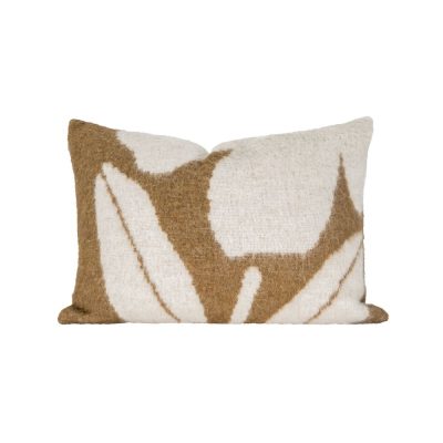 coussin en laine à motifs fleuris, 40x60, MIMO coloris Camel thème fleur de laine,