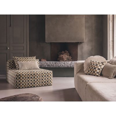 Chauffeuse 1 place en lin lavé et jute, modèle SOLO coloris Rimbaud