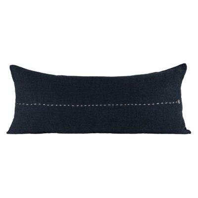 Coussin en lin avec broderie artisanale SMOOTHIEB Charbon