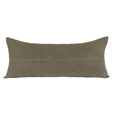 Coussin en lin avec broderie artisanale SMOOTHIEB Kaki