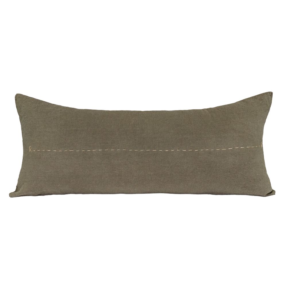 Coussin en lin avec broderie faite-main 1 Coussin en lin avec broderie artisanale SMOOTHIEB Kaki