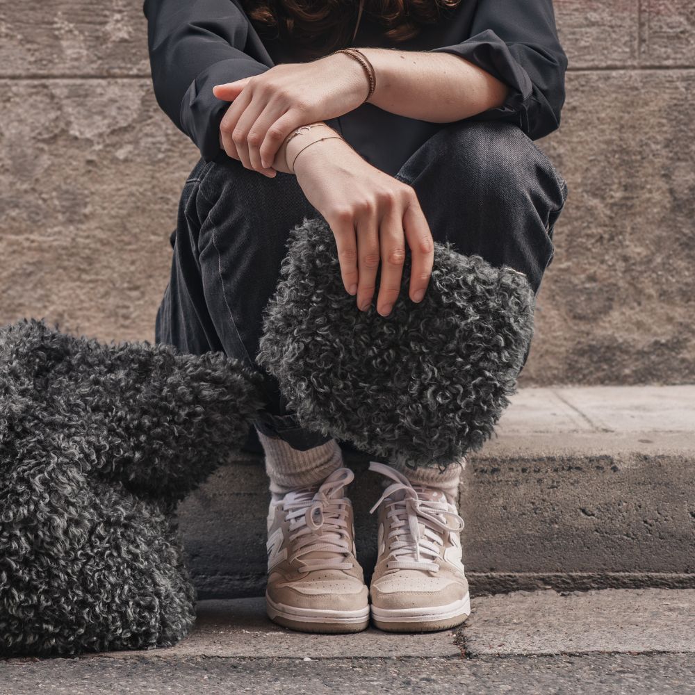 Pochette en fausse fourrure 2 Trousse en fausse fourrure ZERRA Dark Grey