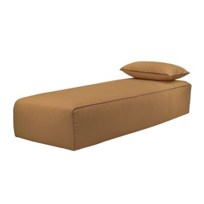 Banquette d'extérieur sans dossier, en acrylique teint en masse, DAYBED PIPING OUTDOOR, coloris Cappucino