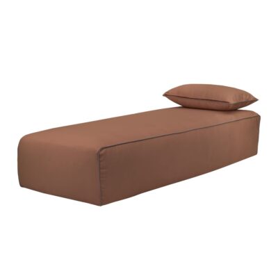 Banquette d'extérieur sans dossier, en acrylique teint en masse, DAYBED PIPING OUTDOOR, coloris Chocolate